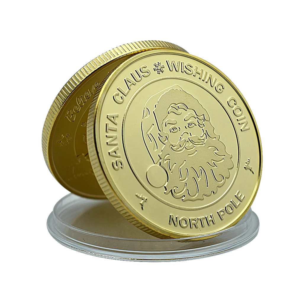 Santa Claus Wishing Coin 2022 Merry Christmas Gold Plated Coin Nice Commemorative For Fans Collection Holiday Gift
