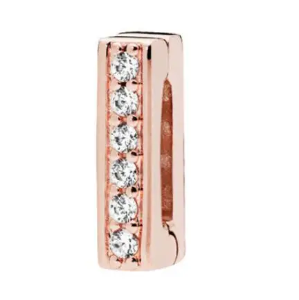 Genuine 925 Sterling Silver Charm Rose Gold Reflexions Senza Tempo Sparkle Clip Beads Fit Pandora Bracciale & Bangle Gioielli Fai Da Te