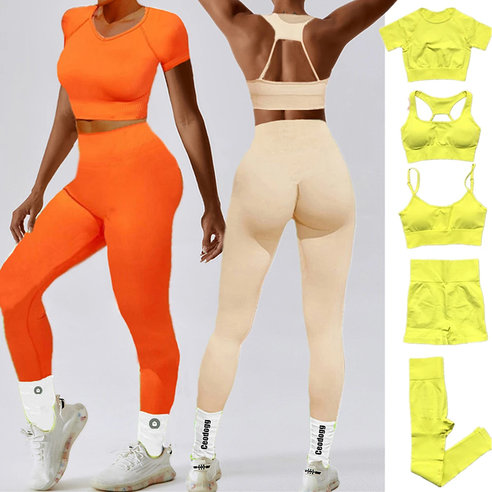 2024 Donne Senza Cuciture Vigour Push Up Leggings Yoga Set Sport Outfit Fitness Scoop Reggiseno Sportivo Abbigliamento Da Palestra Abiti Femminili Di 