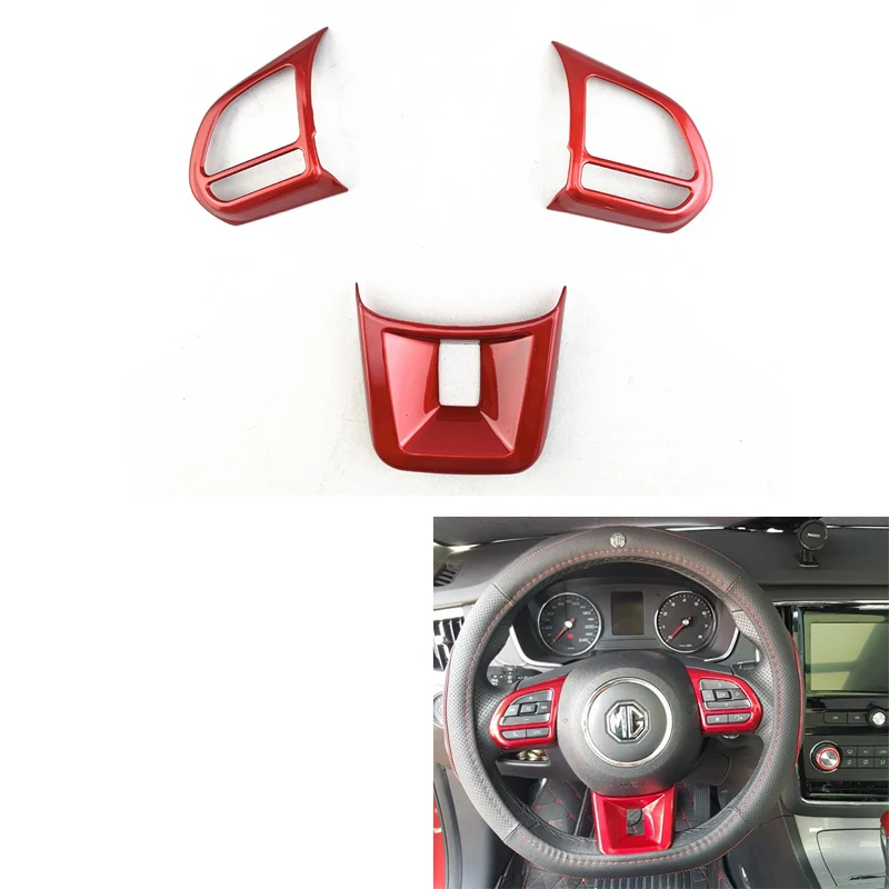 3Pcs/Set Abs Car Steering Wheel Button Cover Sticker Interior Decoration For Mg5 Mg6 Mg Hs Zs Car Styling