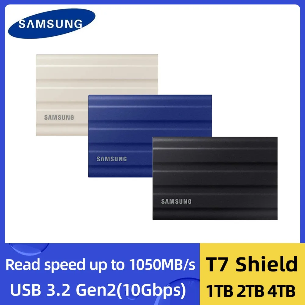 Samsung Portable Ssd T7 Shield 1Tb 2Tb 4Tb Disco Rigido Esterno Ad Alta Velocità Disco A Stato Solido Compatibile Per Laptop Desktop