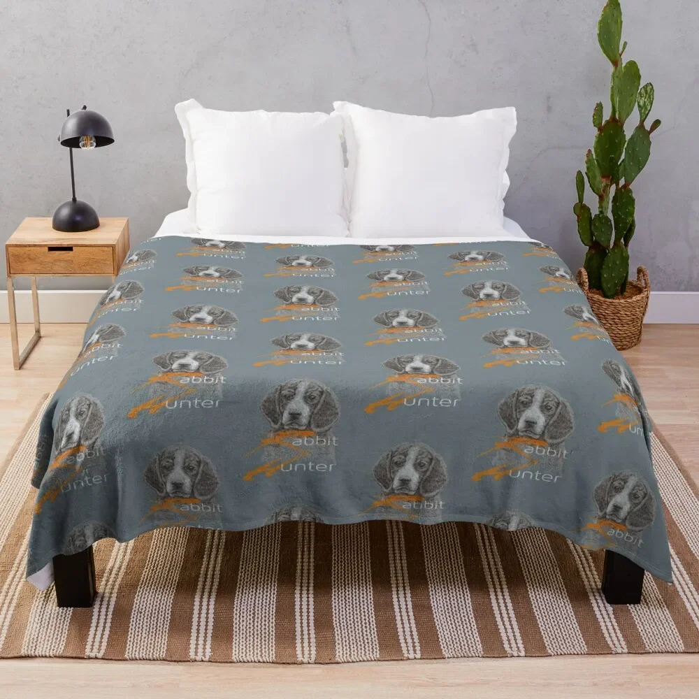 Rabbit Hunter Chasing Tail Rabbit Hunting Beagle Dogs - Bushy Tail Cottontail Throw Coperta Thins Copriletto Coperte Personalizzate