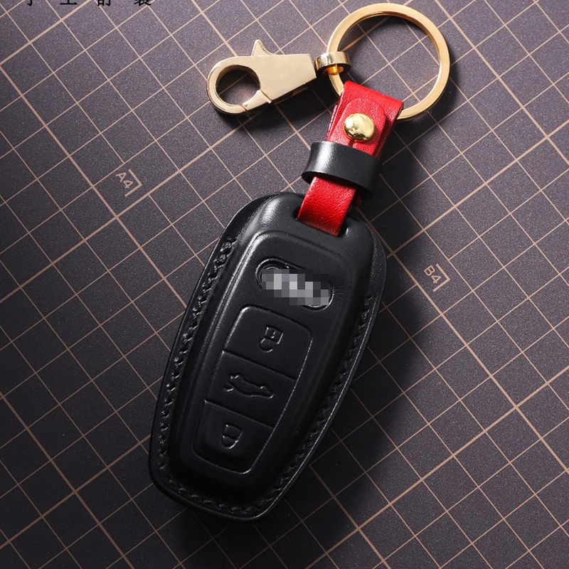Per Audi Car Key Case Per Audi A6L 7 A8L Q8 Key Cover Car Styling Cover In Pelle Fatta A Mano