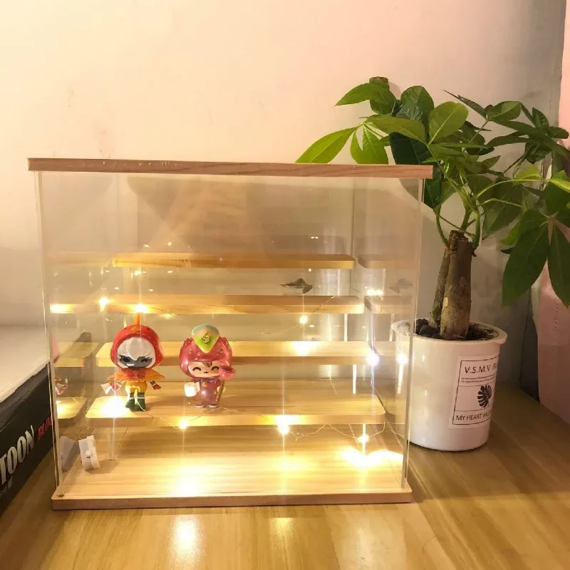 Profumo Display Storage Tier Clear Figure Led 2-4 Case Light Stand Box In Legno Display Acrilico Riser Scaffali Vetrina