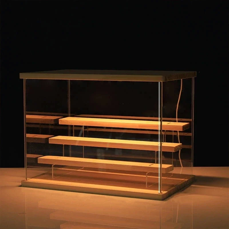 Display A Led Storage Stand Scaffali Case Box 2-4 Clear Wood Acrilico Tier Showcase Riser Display Profumo Light Figure