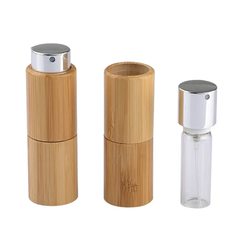 Bottiglie Di Profumo Di Legno Vuote All'Ingrosso 10Ml Bottiglie Di Spray Di Bambù Pacchetto Bottiglie Di Deodorante Bottiglie Di Profumo Di Rotazione 