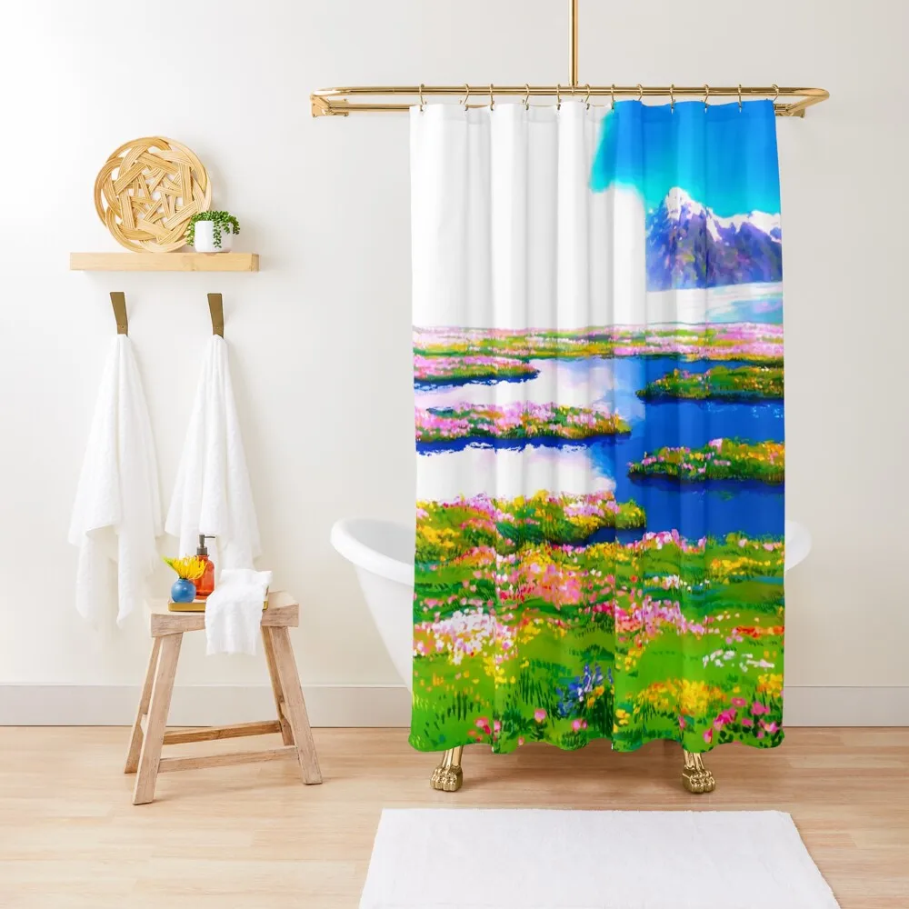 È Come Un Bagno Con Accessori Per La Toilette Della Tenda Della Doccia A Colori Da Sogno