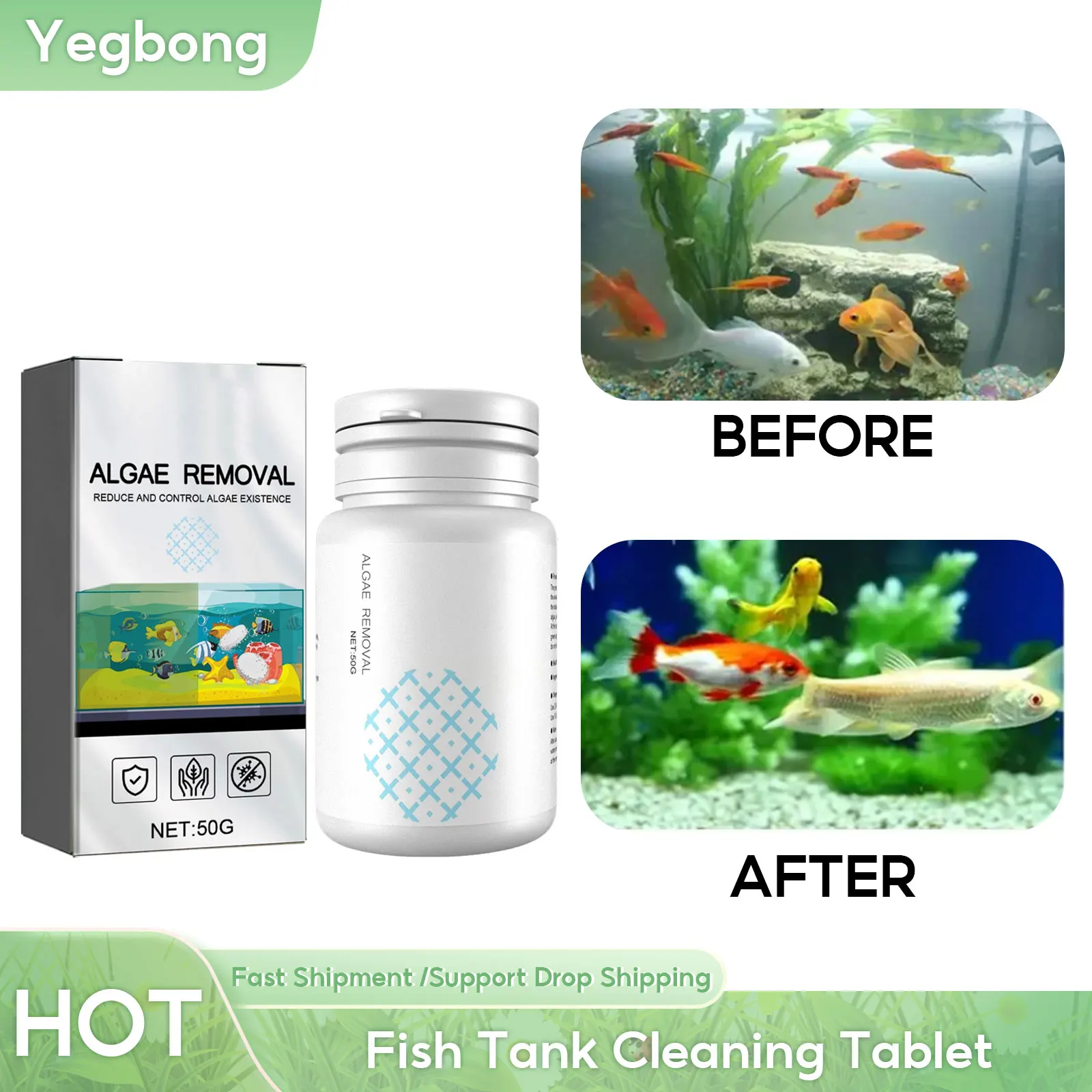 Serbatoio Di Pesce Pulizia Tablet Controllo Acqua Serbatoi Algaecide Rimozione Odori Di Muschio Stabilizzatore Di Purificazione Polvere Per La Rimozio