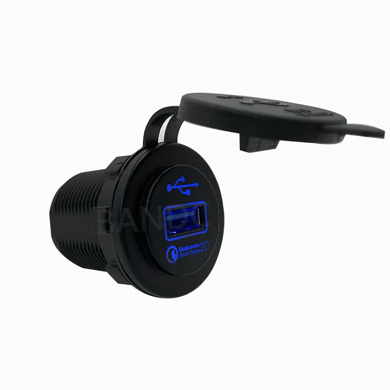 Caricabatterie Rapido Usb 12V 24V Con Parapolvere-Presa Di Corrente Rotonda Per Auto Barca Camion Caravan Van Arb 1.5A 2.4A, Ricambi Auto