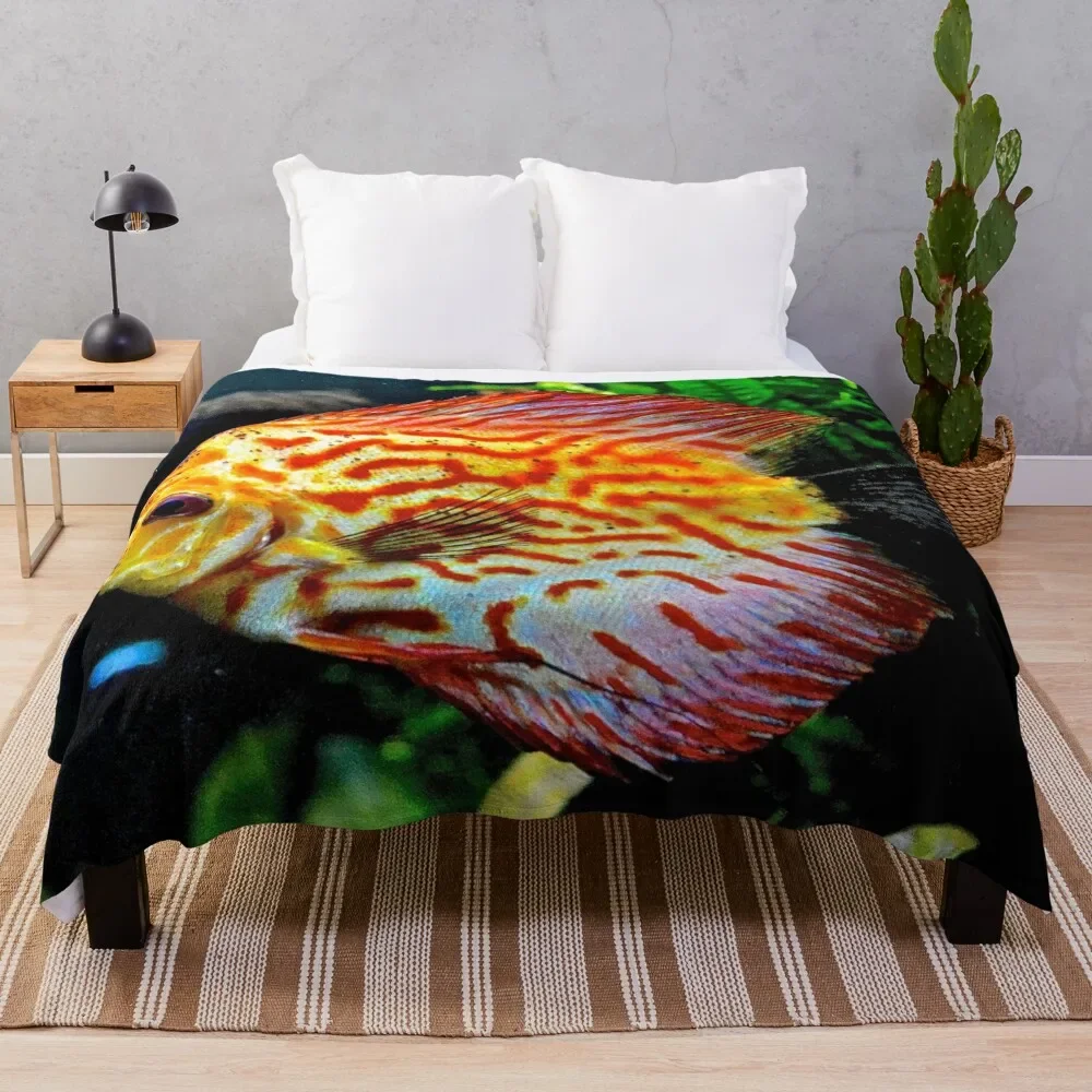 Pesci! Discus Fish Throw Coperta Hairy Funny Gift Luxury Designer Hair Moving Coperte