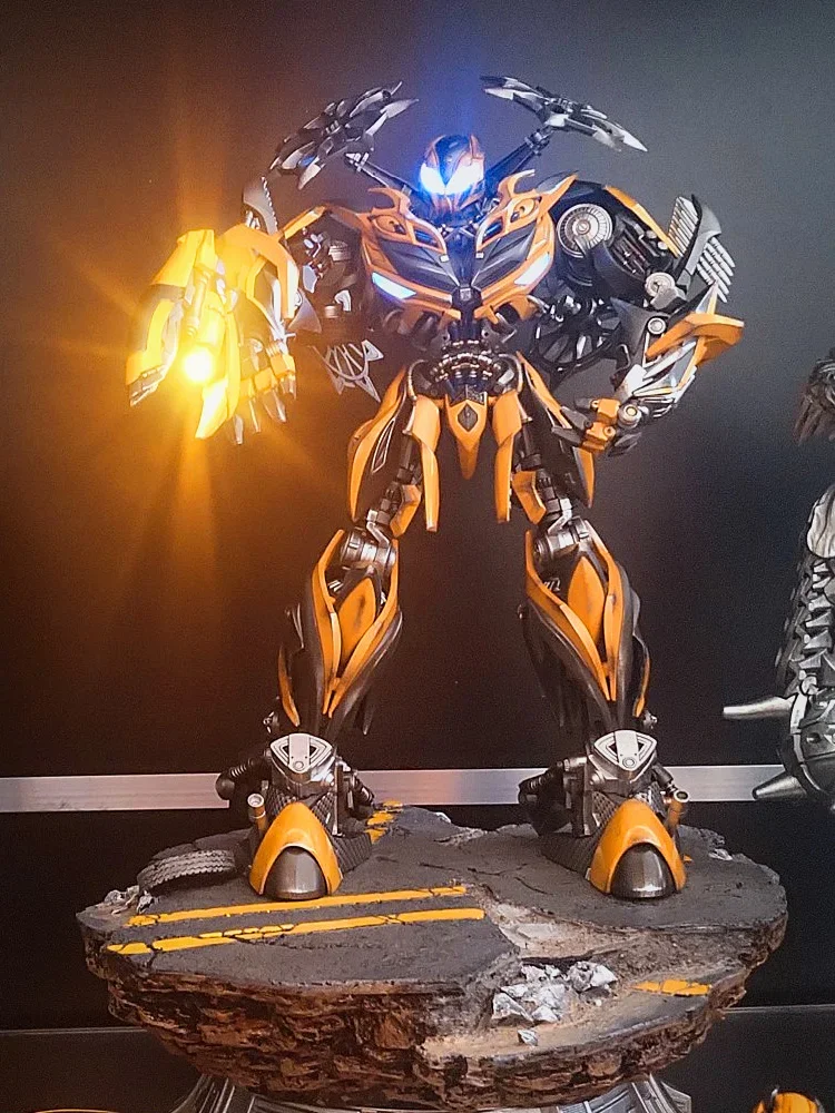 Transformers 1/18 Bumblebee Lega Figura Giunto Mobile Robot A Doppia Testa Eagle Laser Cannon Led Light Model Ornaments