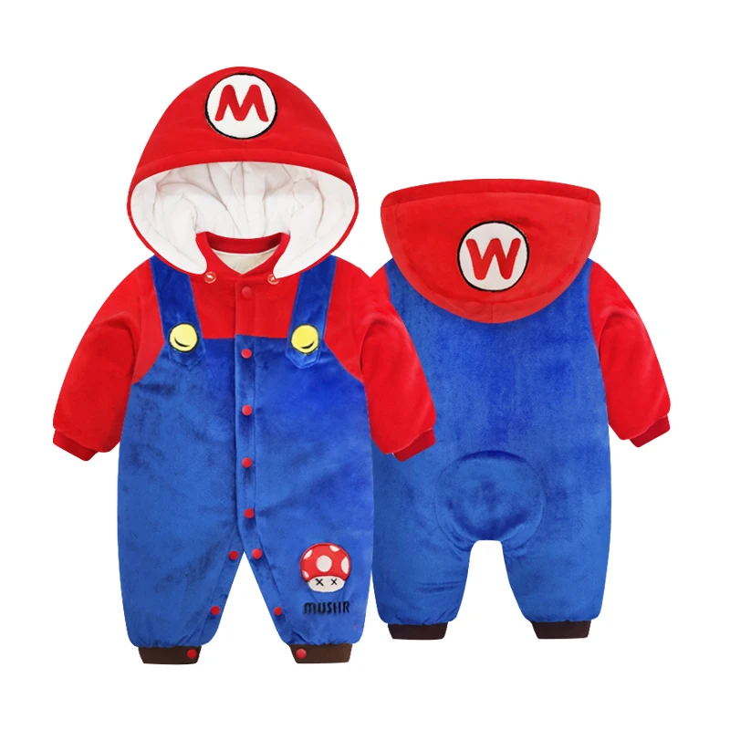 Neonato Mario Vestiti Ragazzo Ragazza Fungo Cosplay Pagliaccetto Bambino Tutina Costume Di Halloween Inverno Morbido Festival Outfit Abbigliamento