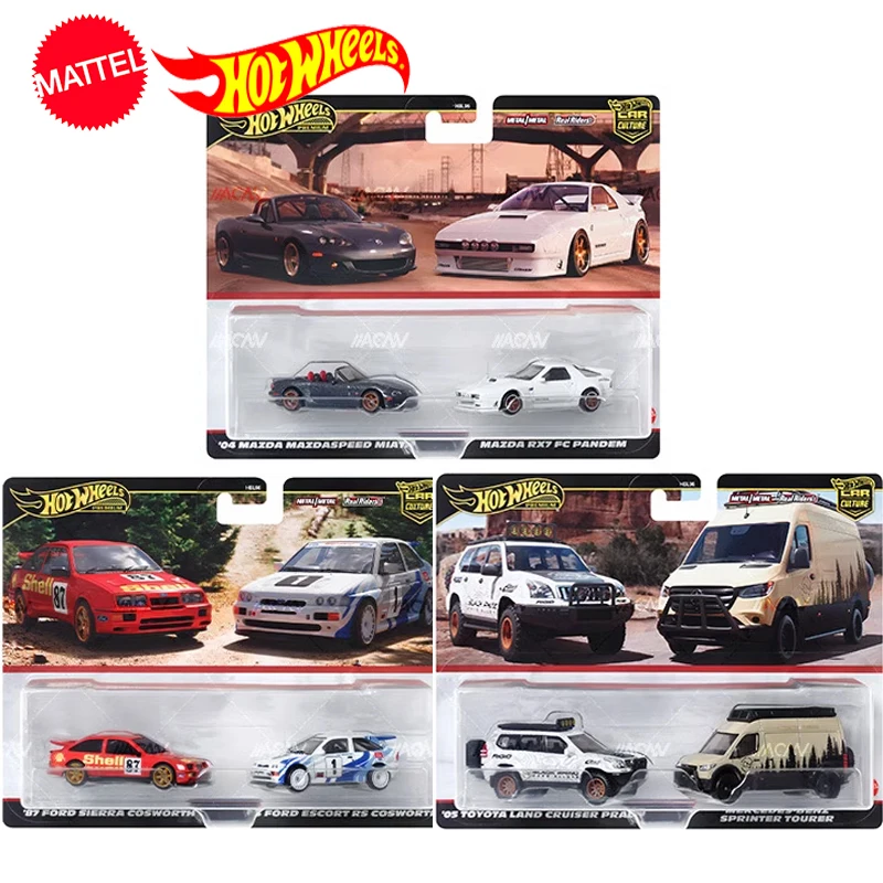 Original Hot Wheels Premium Car Culture Toys For Boys 1/64 Diecast Toyota Land Cruiser Ford Sierra Cosworth Escort Rs Mazda Rx7