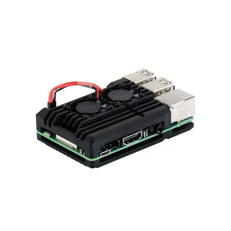 Custodia In Lega Armor Per Raspberry Pi 3B 3B + Lega Di Alluminio Cnc Nero Doppio Raffreddamento E Ventola Nastri Termici E Set Di Viti Per Pi 3 B 3 B