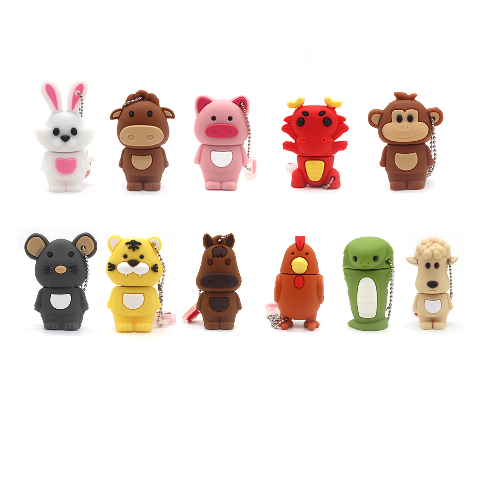 Monkey Pen Drive Tiger Cute Pendrive Sheep Usb Flash Drives Dragon Rabbit Usb Stick Horse Snake Chicken U Disk 8/16/32/64Gb Regalo