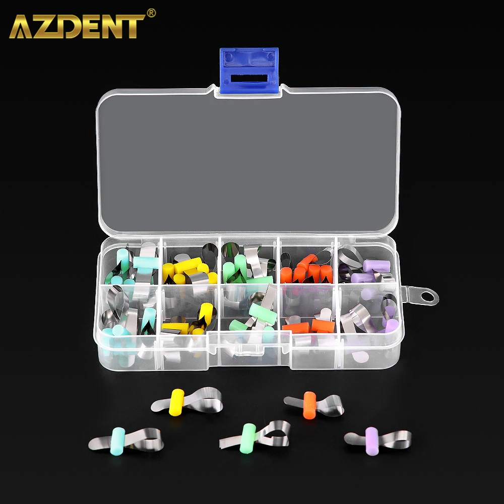 Azdent 50 Pz/Scatola Dental Matrix Bands Renainerless Automatrix Forming Sheet Sezionale Contoured Metal Matrice Poliestere