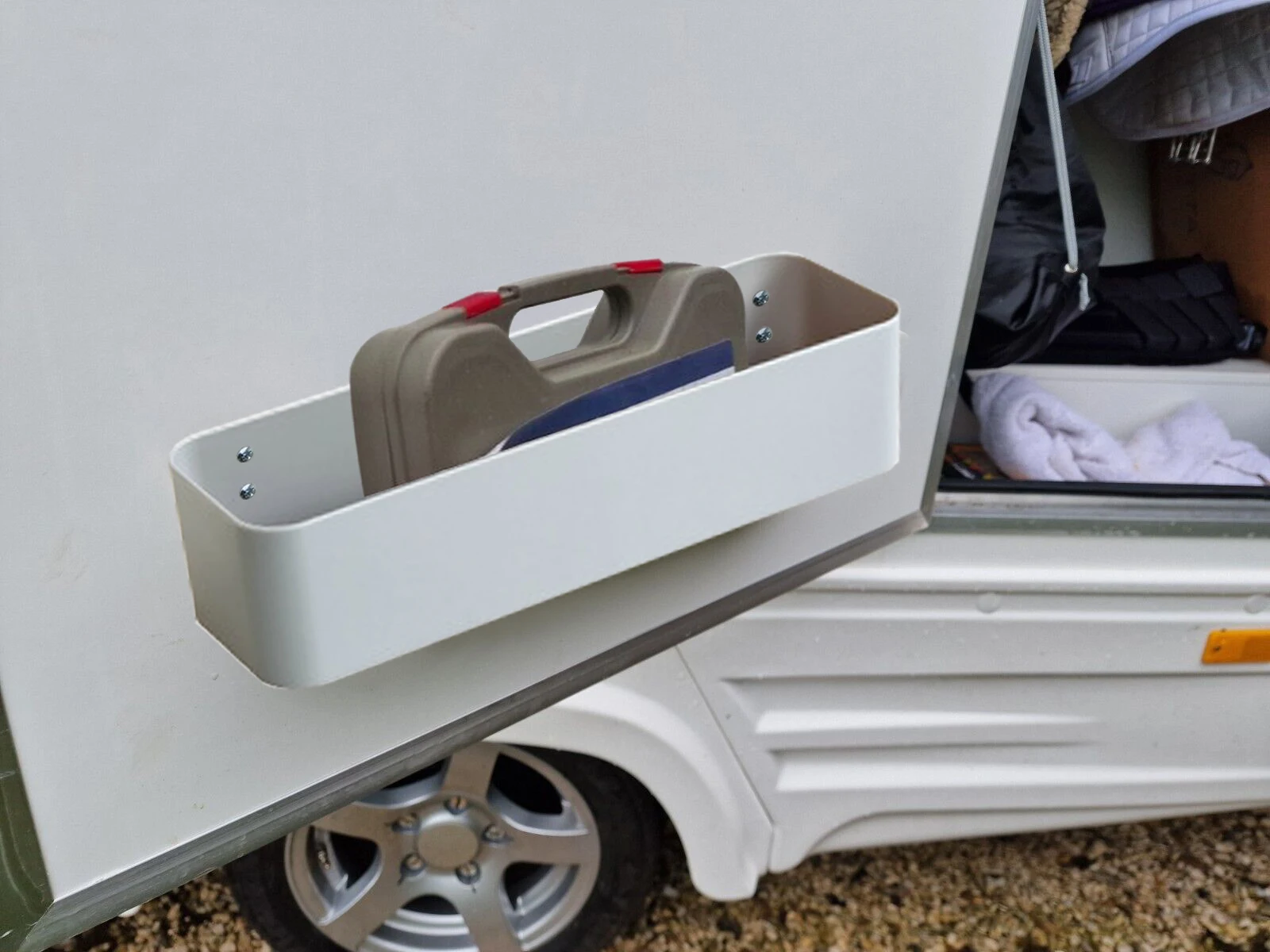 2 Pezzi Caravan Camper Van Storage Pocket Box Per Riporre Gli Attrezzi Van Racking Cricchetto Strap Universal Fit Stowing Tidying