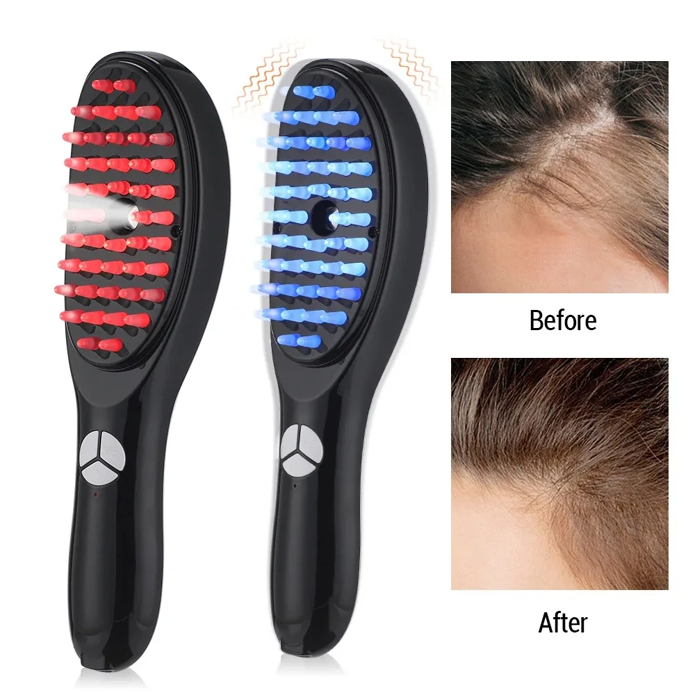 Pettine Per Massaggio Elettrico Blue Red Light Therapy Spazzola Vibrante Spray Per Massaggio Massaggiatore A Ioni Negativi Spray Pettine Per Massaggio
