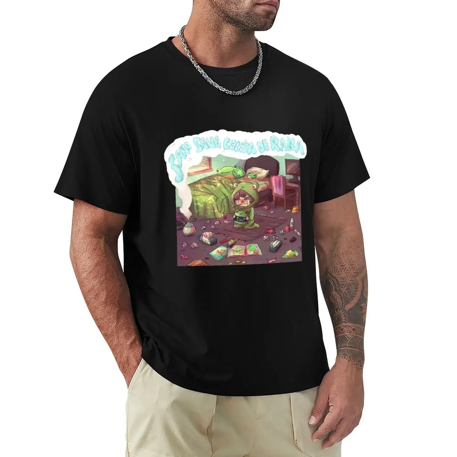 Sana Sana Sana Colita De Rana T-Shirt Funnys T-Shirt Nere Moda Coreana Per Uomo