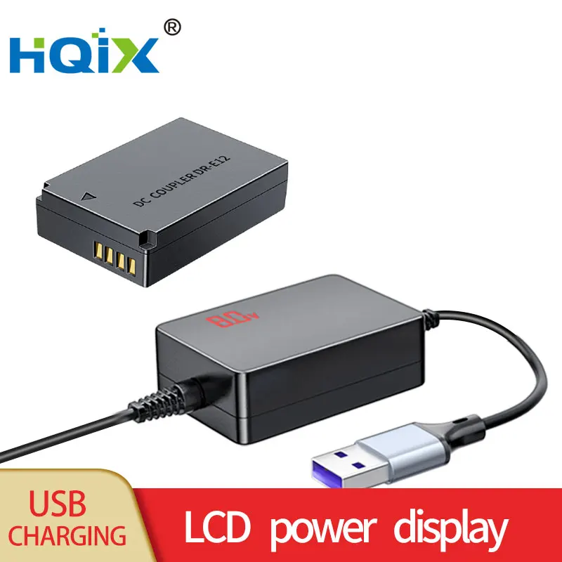 Hqix Per Canon Eos Rebel Sl1 Eos M M200 M50 M2 M10 Camera Ack-E12 Batteria Virtuale Adattatore Di Alimentazione Usb