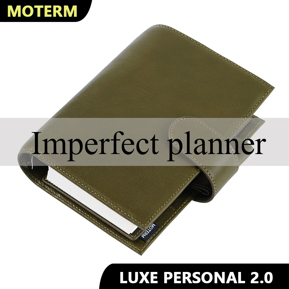 Limitato Imperfetto Motherm Full Grain Veg Tan Leather Personal Size Luxe 2.0 Anelli Planner Notebook Con Diario Con Anelli Da 30Mm