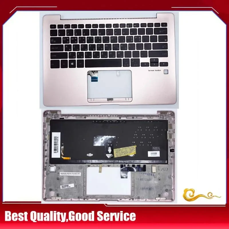Yuebeisheng Nuovo/Orig Per Asus Zenbook 13 Ux331 Ux331U Ux331F Palmrest Kr Tastiera Coreana Cover Superiore Retroilluminata, Rosa