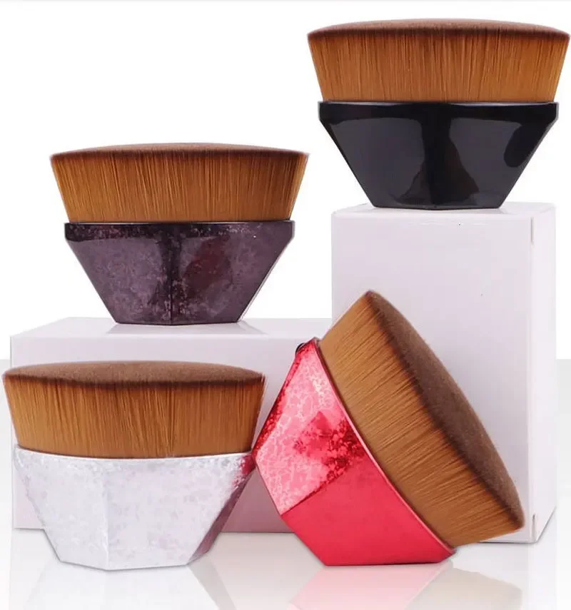 1Pc Foundation Makeup Brush Flat Top Kabuki Hexagon Face Blush Powder Foundation Brush Per Crema O Cosmetici In Polvere Impeccabile