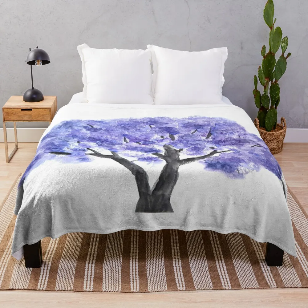 Indaco Jacaranda Mosifolia Coperta Da Tiro Con Albero In Fiore