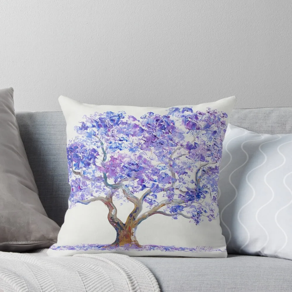 Jacaranda Tree Painting Throw Pillow Federe Copricuscino Copricuscino
