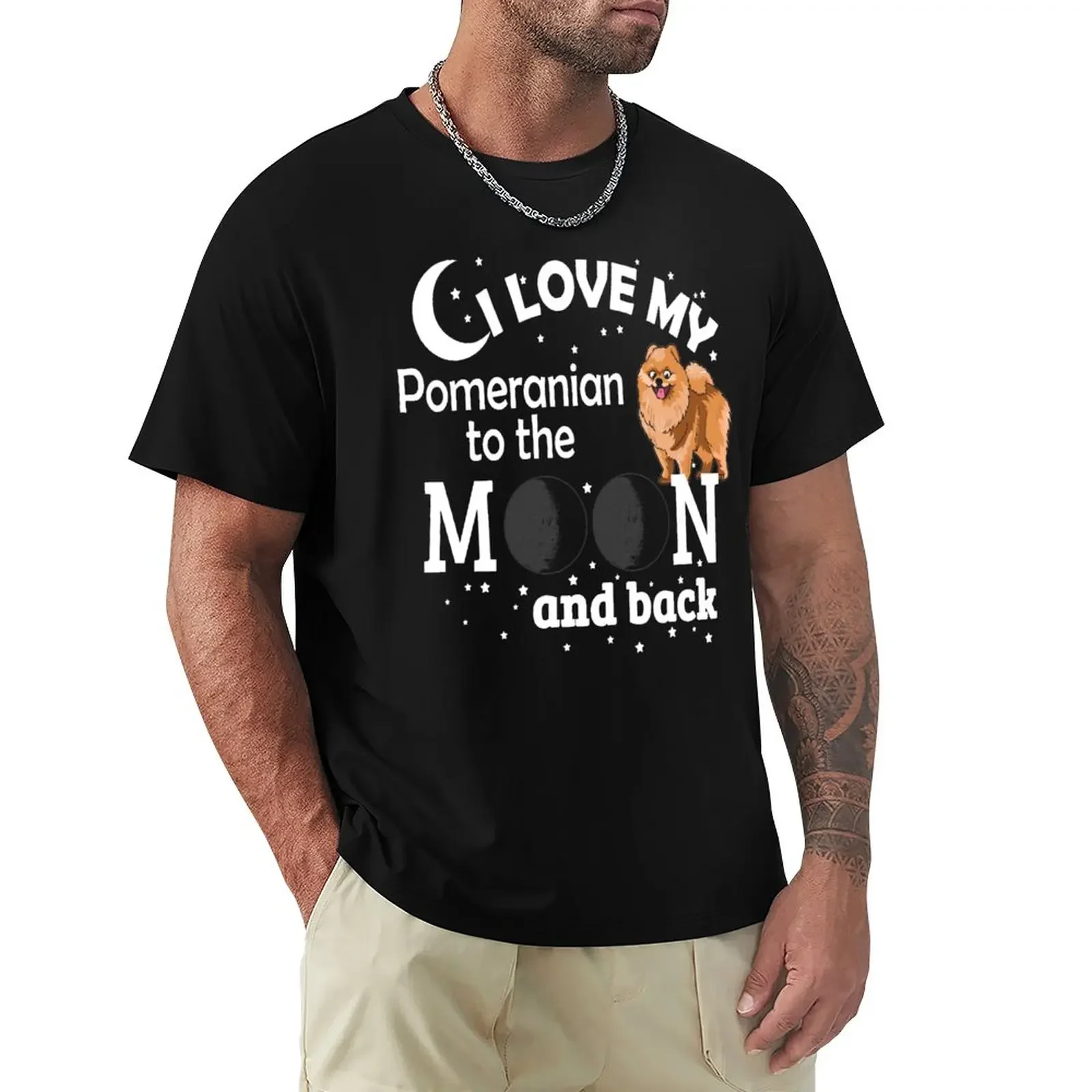 I Love My Pomeranian To The Moon And Back - Christmas And Birthday Gift Ideas T-Shirt Sublime Customizeds Mens Clothes