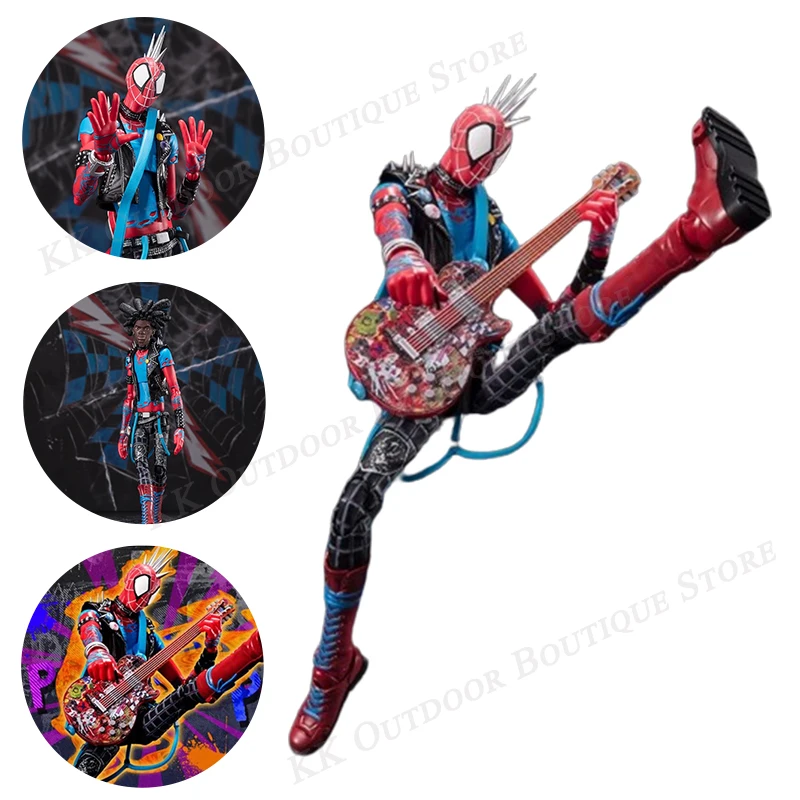 Originale Bandai Spider-Man: Attraverso Action Figures Spider-Punk Anime The Spider-Verse S.H.Figuarts Shf Toys Modelli Regali