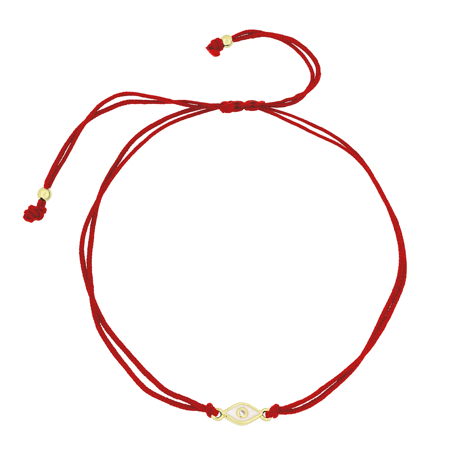 Aaa Cubic Zirconia Stones Smalto Bianco Mini Cute Evil Eye Lucky Charm Bracciale Donna Gioielli Regolabili Con Perline In Ottone Placcato Oro