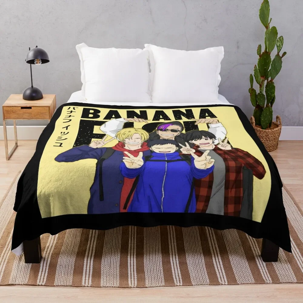 Banana Fish Friend Group Throw Coperta Decorativa Halloween Warm Bed Covers Coperte