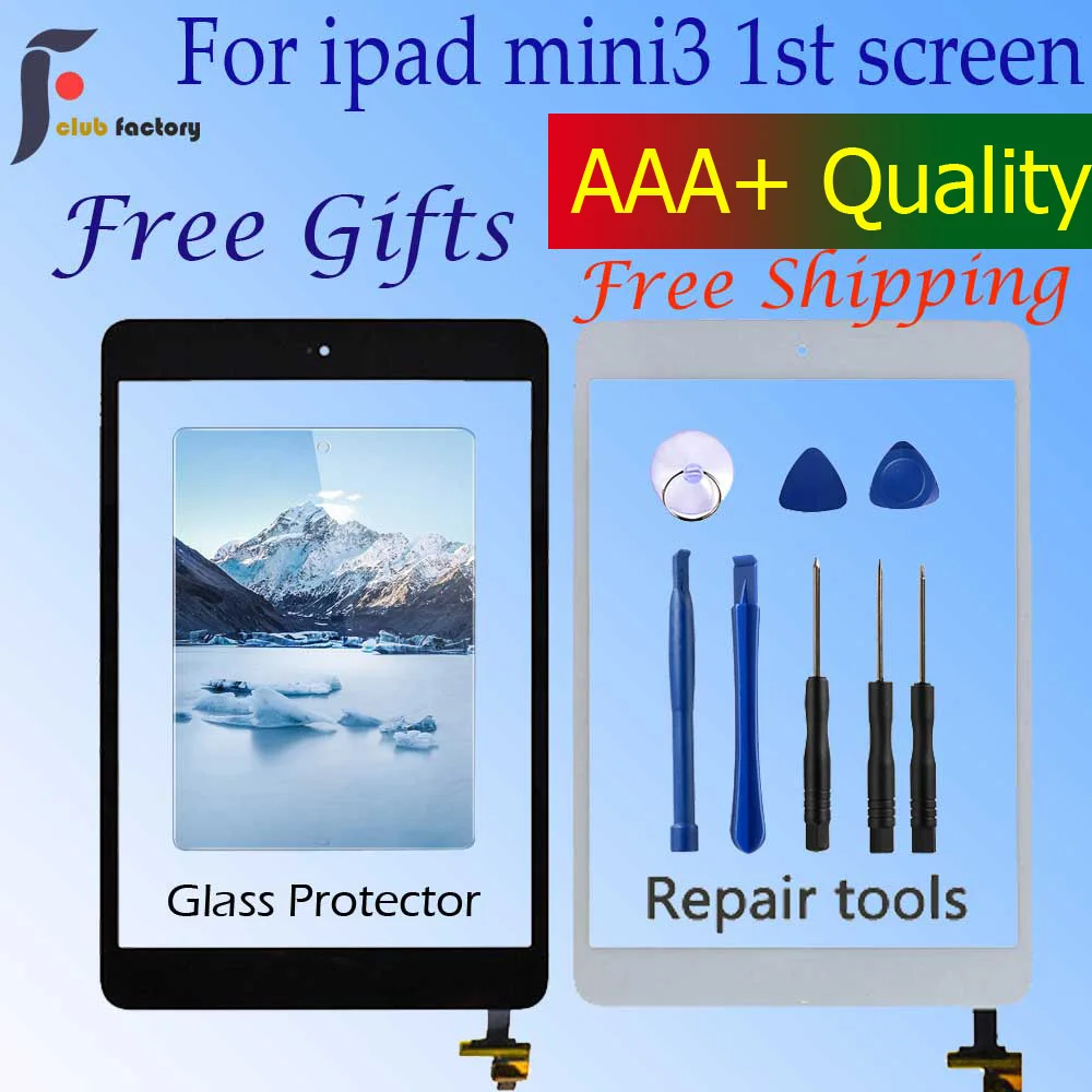 Nuovo Per Ipad Mini 3 Touch Screen Digitizer Ic Conector Per Ipad Mini 3 A1599 A1600 A1601 Touch Screen Con Colla