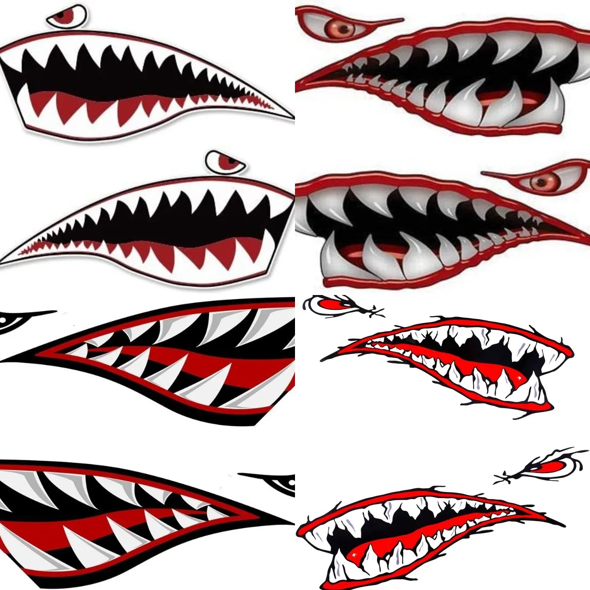 Cartoon Warhawk Shark Tiger Vinyl Sticker Window Bumper Laptop Bumper Decal Car Styling Car Door Protector Accessori