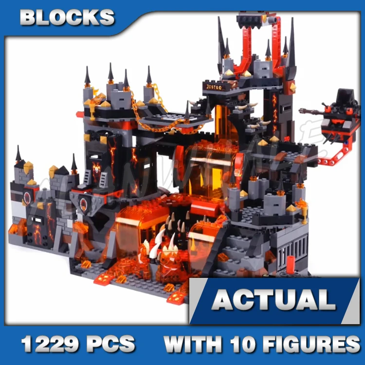 1229 Pz Nexoes Cavalieri Jestro Vulcano Lair Lava Secret Hideaway Hover Horse 10521 Building Blocks Giocattolo Compatibile Con Il Modello