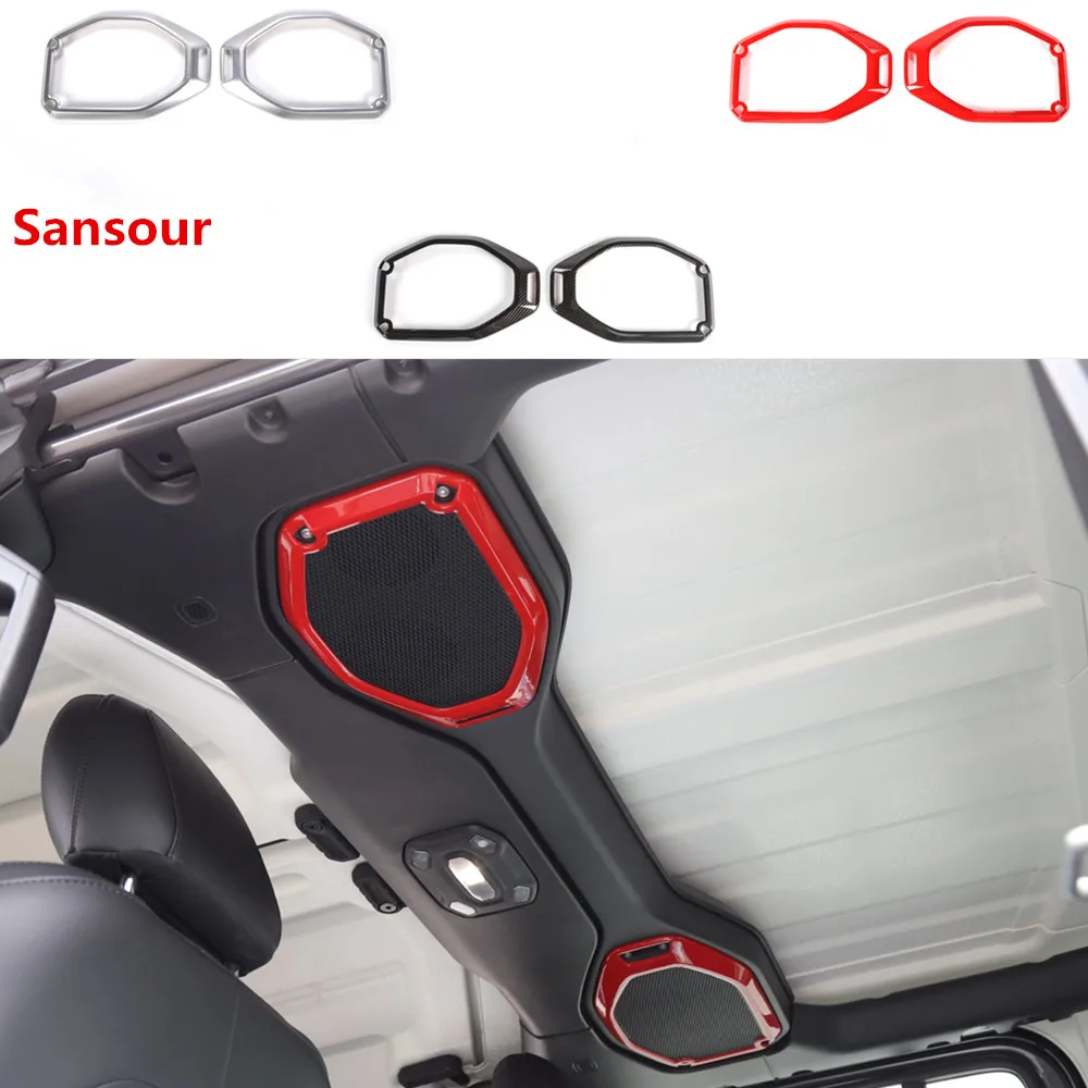 Sansour Car Roof Speaker Ring Decorazione Cover Sticker Accessori Per Jeep Wrangler Jl 2018 + Per Jeep Gladiator Jt 2018 +