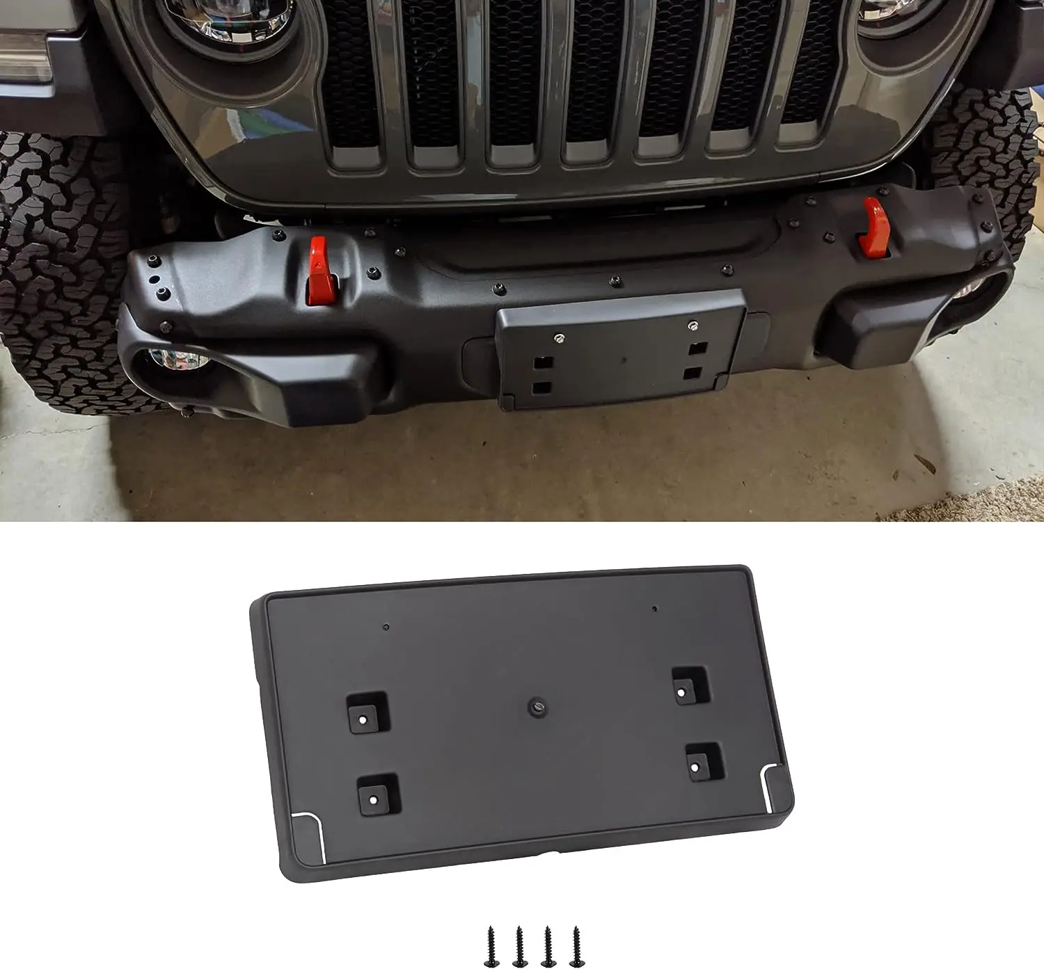 Per Jeep Jl Staffa Di Montaggio Targa Anteriore Per 2018-2023 + Jeep Wrangler Jl Jlu & Gladiator Jt, Abs Nero