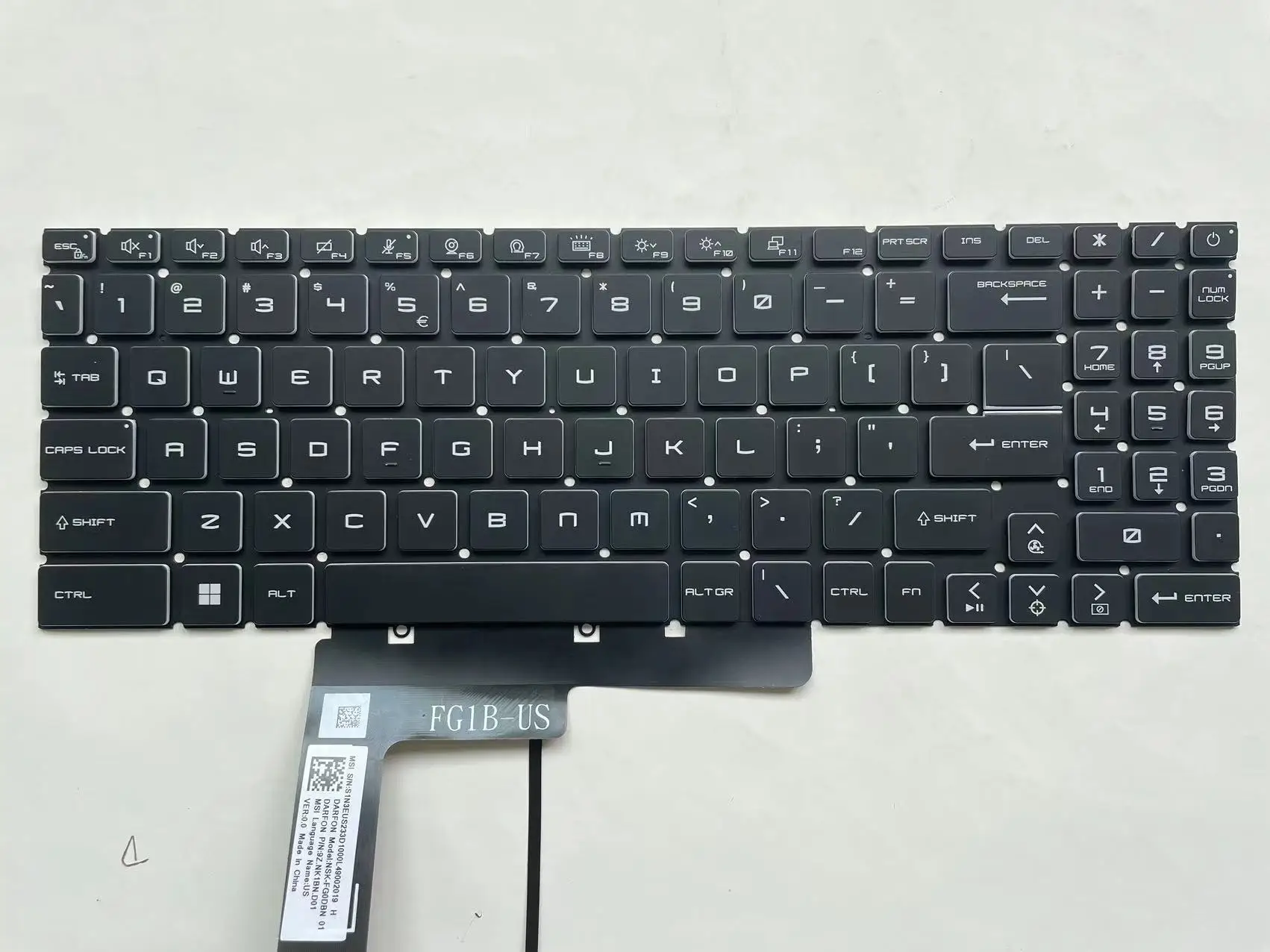 Us A12V Msi Cyborg Per 15 A12U A12V A12Udx A12Vf A12Ve A12Vek A13Vf Tastiera Da Gioco Laptop Inglese Con Retroilluminazione Bianca