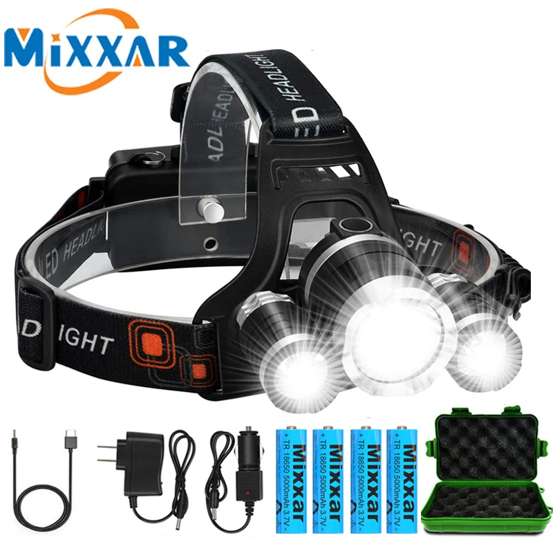 Zk20 Led Headlight High Lumen 4 Modalità 18650 Batteria Ricaricabile Torcia Impermeabile Illuminazione Esterna Campeggio Pesca