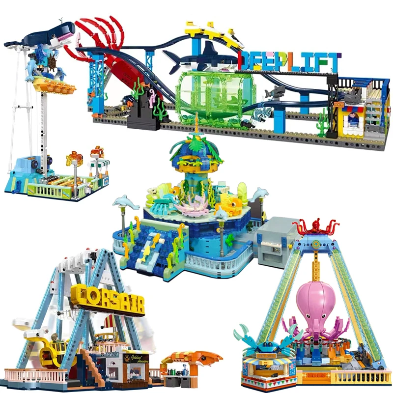 Idee Pirate Park Building Blocks City Amusement Park Roller Coaster Bricks Model Creative Expert Toys For Kid Xmas Gift Moc