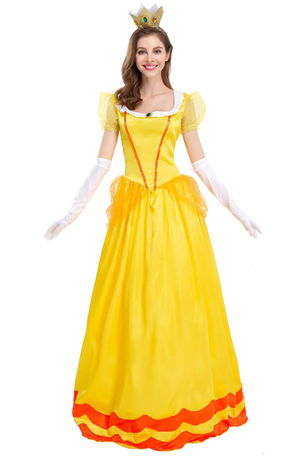 Princess Daisy Cosplay Costume Da Donna Anime Game Princess Roleplay Fantasia Donna Halloween Carnival Travestimento Gioco Di Ruolo
