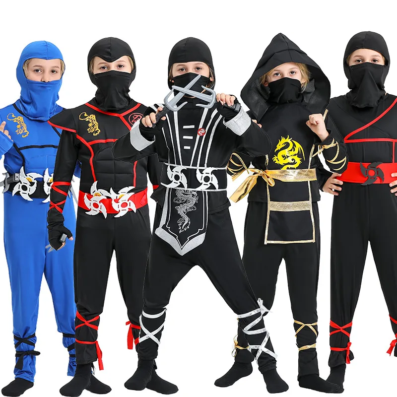 Anime Boys Ninja Cosplay Costume Tuta Abiti Fantasia Bambini Ragazzi Halloween Performance Samurai Costume Costume Ninja