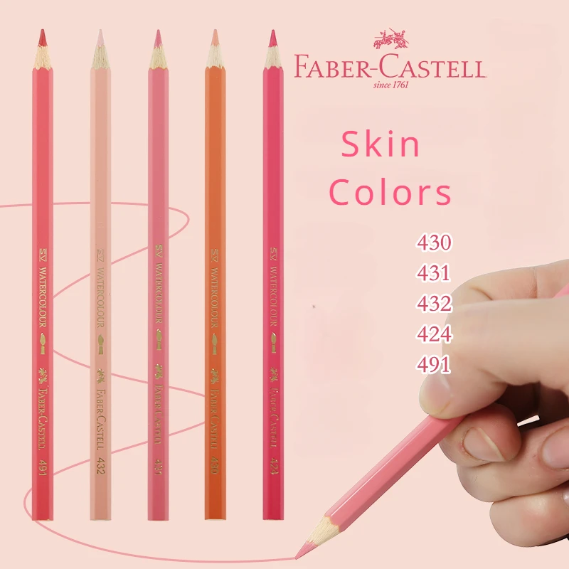 5Pcs Faber Castell Skin Tone Matite Colorate 4Mm Core, Matita Solubile In Acqua Per Il Disegno Dell'Artista, Set Di Ritratti Per Schizzi