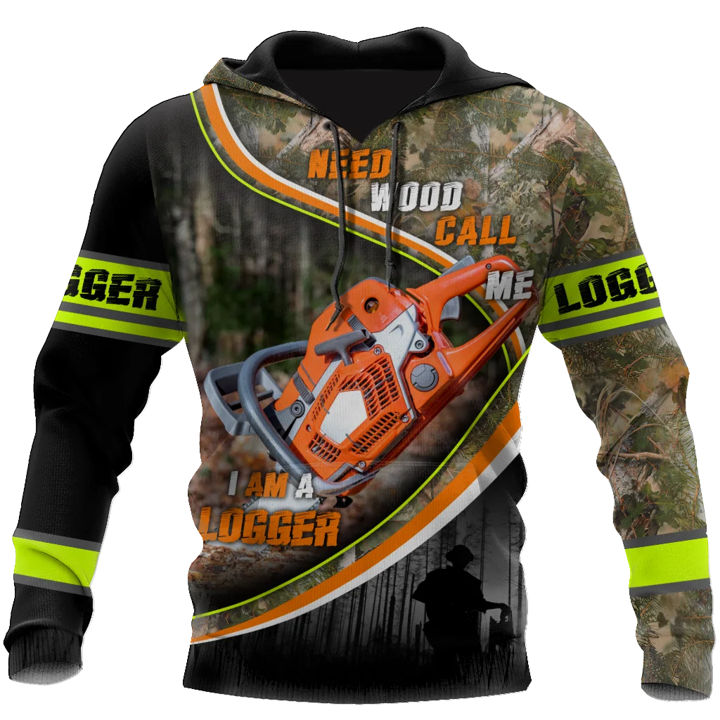 Logger Chainsaw 3D Full Print Jacket Uomo/Donna Harajuku Hoodie Unisex Casual Orange Streetwear Felpa Pullover Sudaderas A56