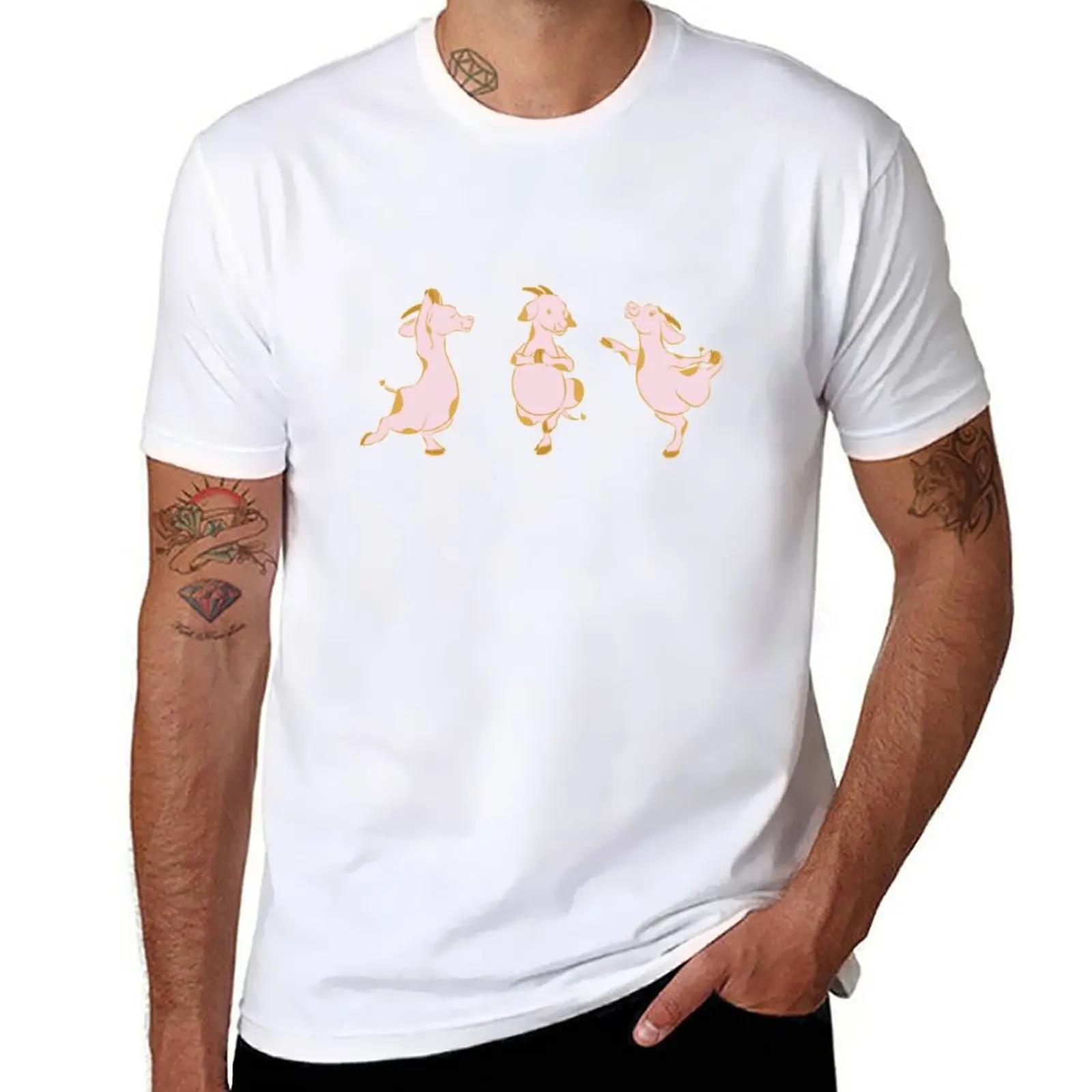 New Golden Goat Yoga At Sunrise T-Shirt Blank T-Shirt Animal Print Shirt For Boys Mens T Shirt