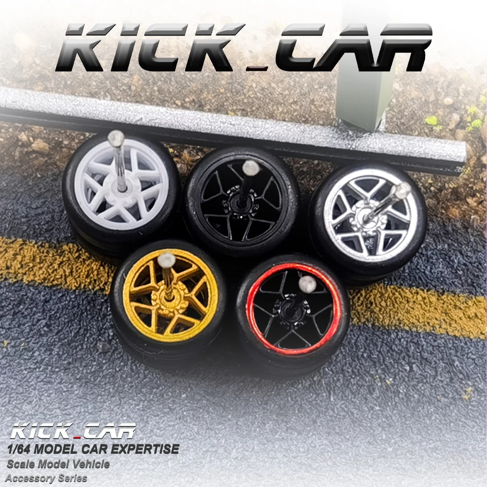 Kicarmod 1/64 Ruote Piastic Pneumatici Colorati Star Veicolo Ruote Giocattolo Per 5 Auto Hot Wheels Hobby Parti Modificate 5 Set/Pacco