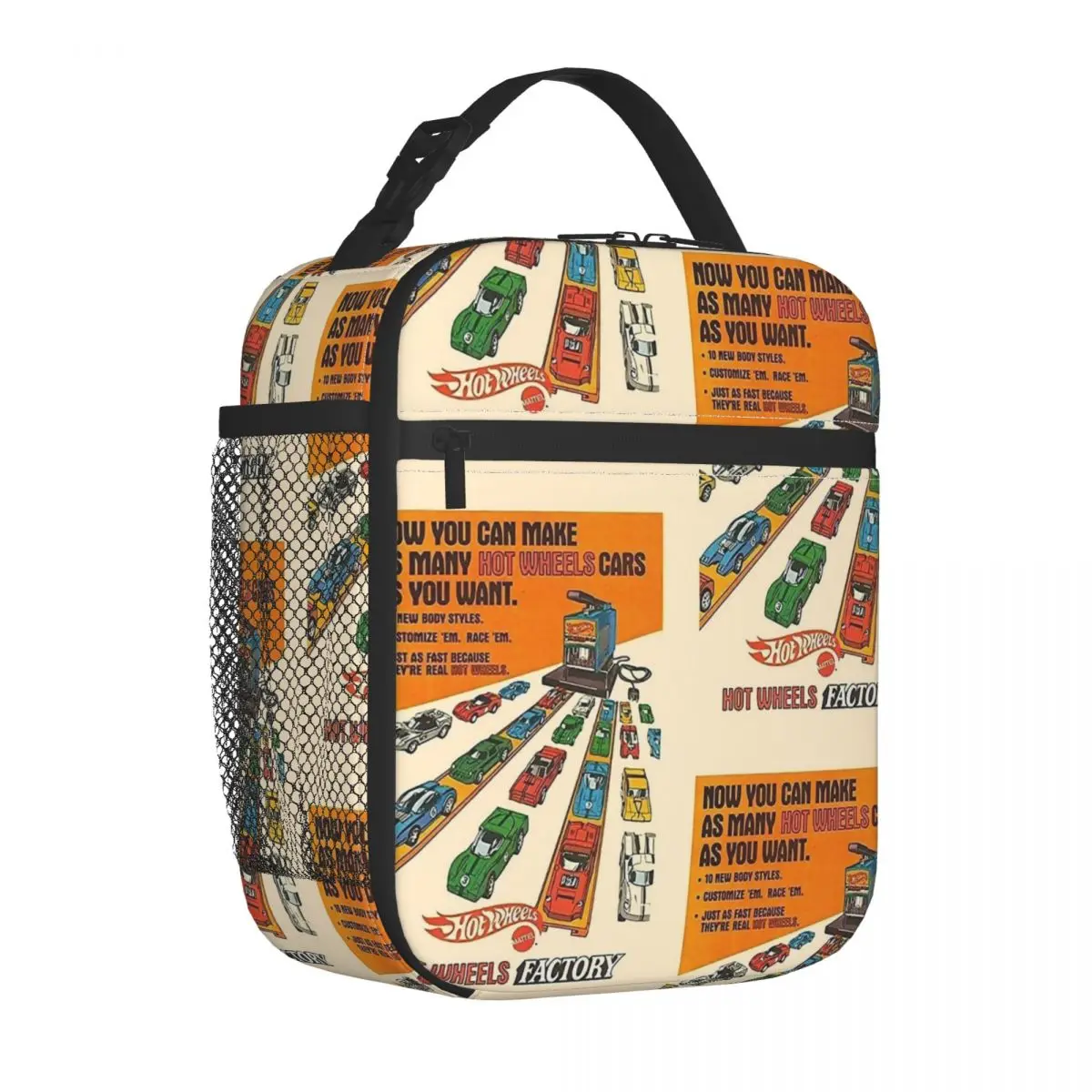 Vintage Hot Wheels Factory Insulated Lunch Bag Thermal Bag Lunch Container Portable Tote Lunch Box Borse Per Alimenti Beach Outdoor