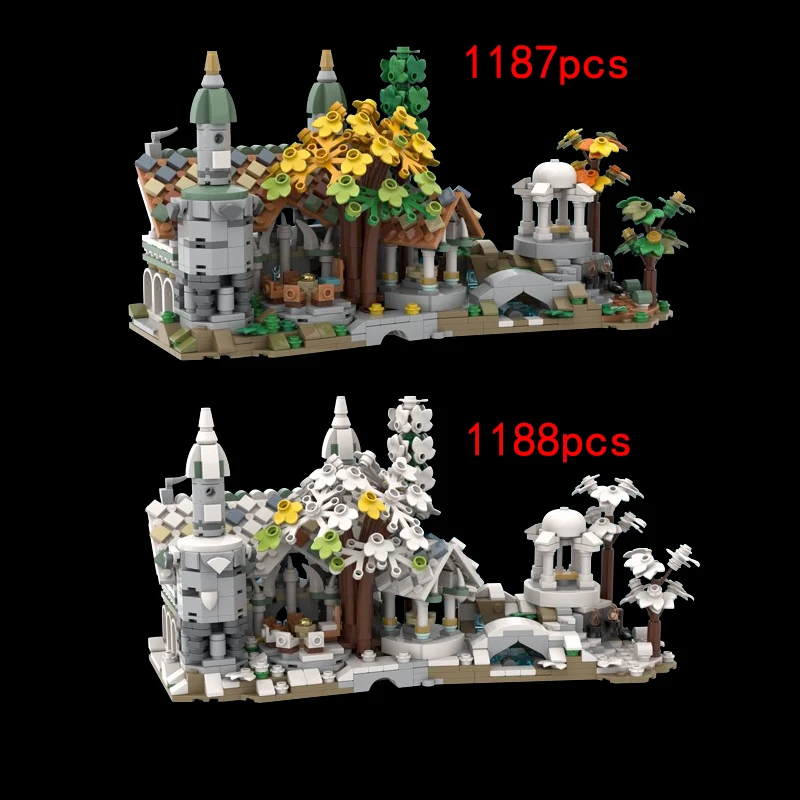 Consegna Veloce Moc Mini Winter Lion Knight Castle 140586 Mini 10316 Piccola Particella Assemblata Giocattolo Modello Building Block
