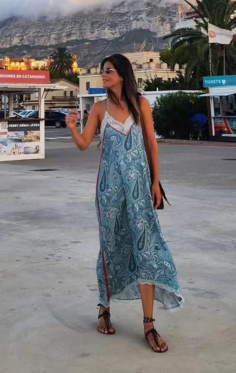 E-Commerce Transfrontaliero-Rux 77-Francese Z-V Falso Mare Bohémien Serie Nazionale Camicia Sling Overskirt